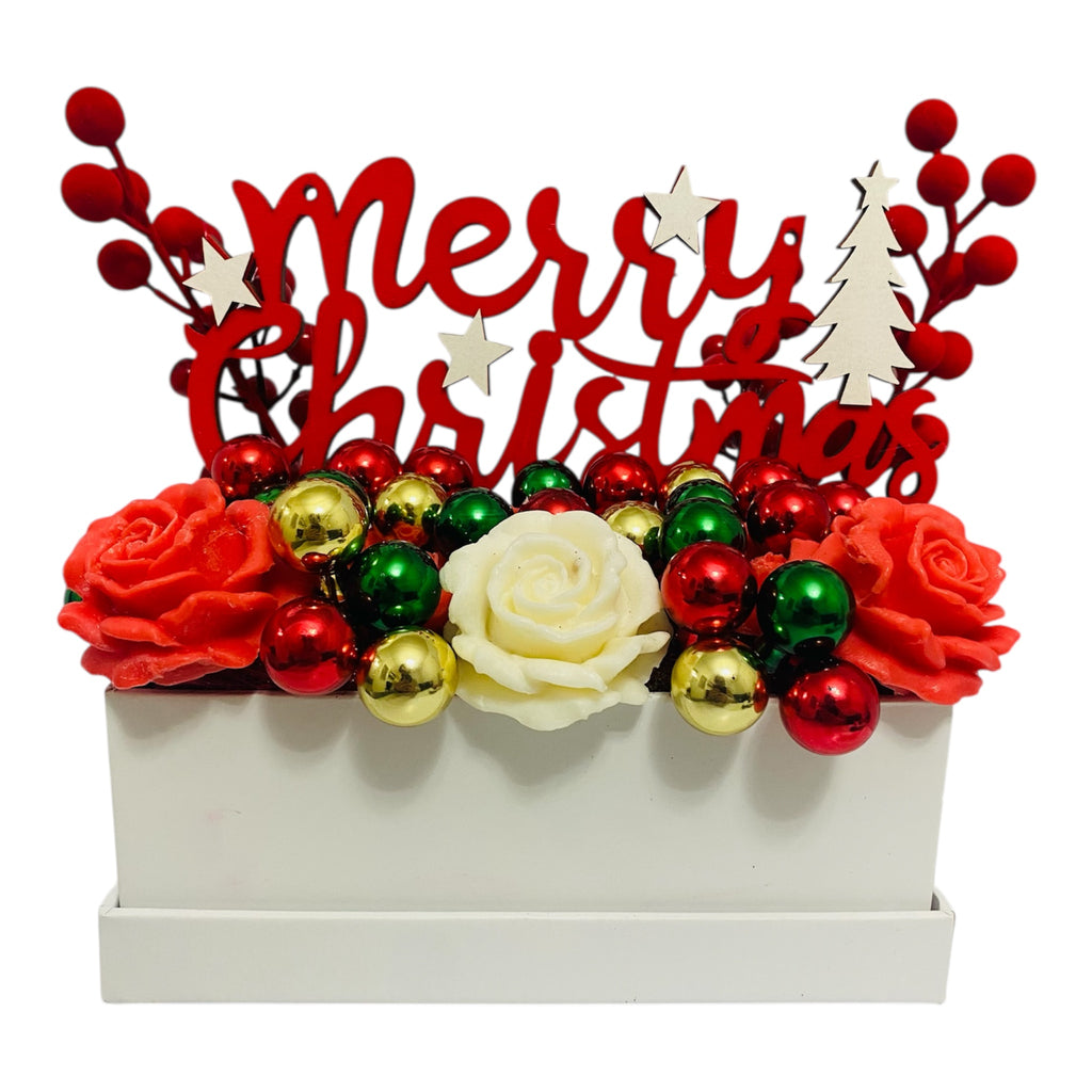 Centrotavola Natalizio con Candele a Rosa – “Merry Christmas” Edizione Limitata